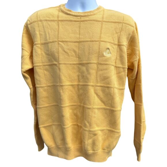 Vintage Mens M Heavy Weight Windowpane yellow izod sweater Crewneck Hong Kong - Picture 1 of 4